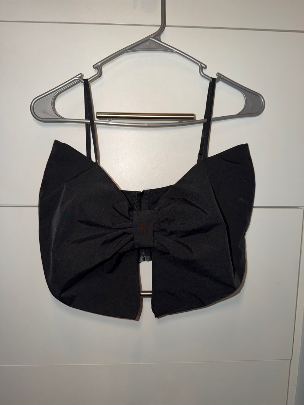 SHEIN Black Bow-Front Crop Top